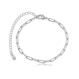 Pulseira elos lisa ródio