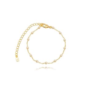 Pulseira pérola mini dourada