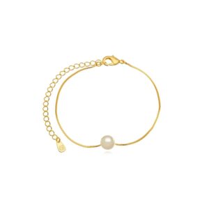 Pulseira pérola unitária dourada